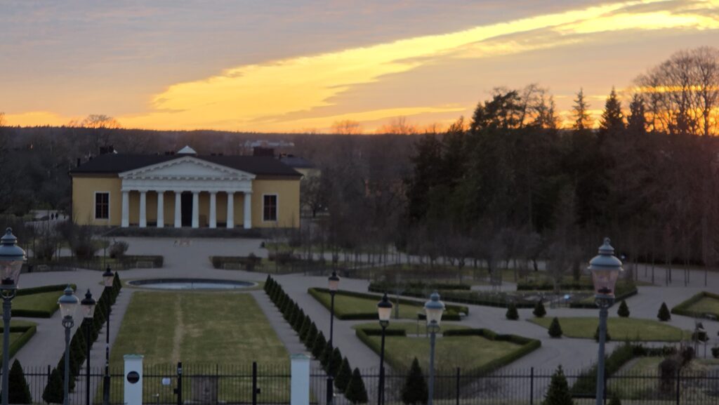 Bild i tagen över idéträdgården så vackert kan det vara när vi ska ha NPF-träff i påsktider